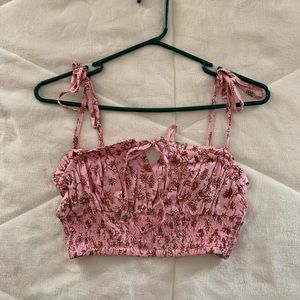 Pink floral crop top